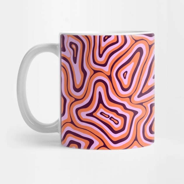 Orange and Pink Groovy Liquid Marble Swirl by Velvet Earth